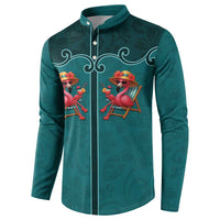 Western Yoke Button Sweatshirt Flamingo Relax Cowboy Style - Wonder Print Shop