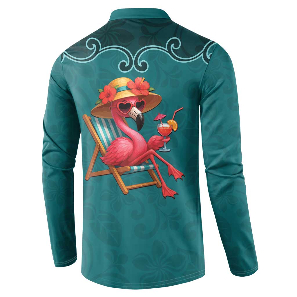 Western Yoke Button Sweatshirt Flamingo Relax Cowboy Style - Wonder Print Shop