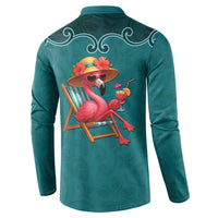 Western Yoke Button Sweatshirt Flamingo Relax Cowboy Style - Wonder Print Shop