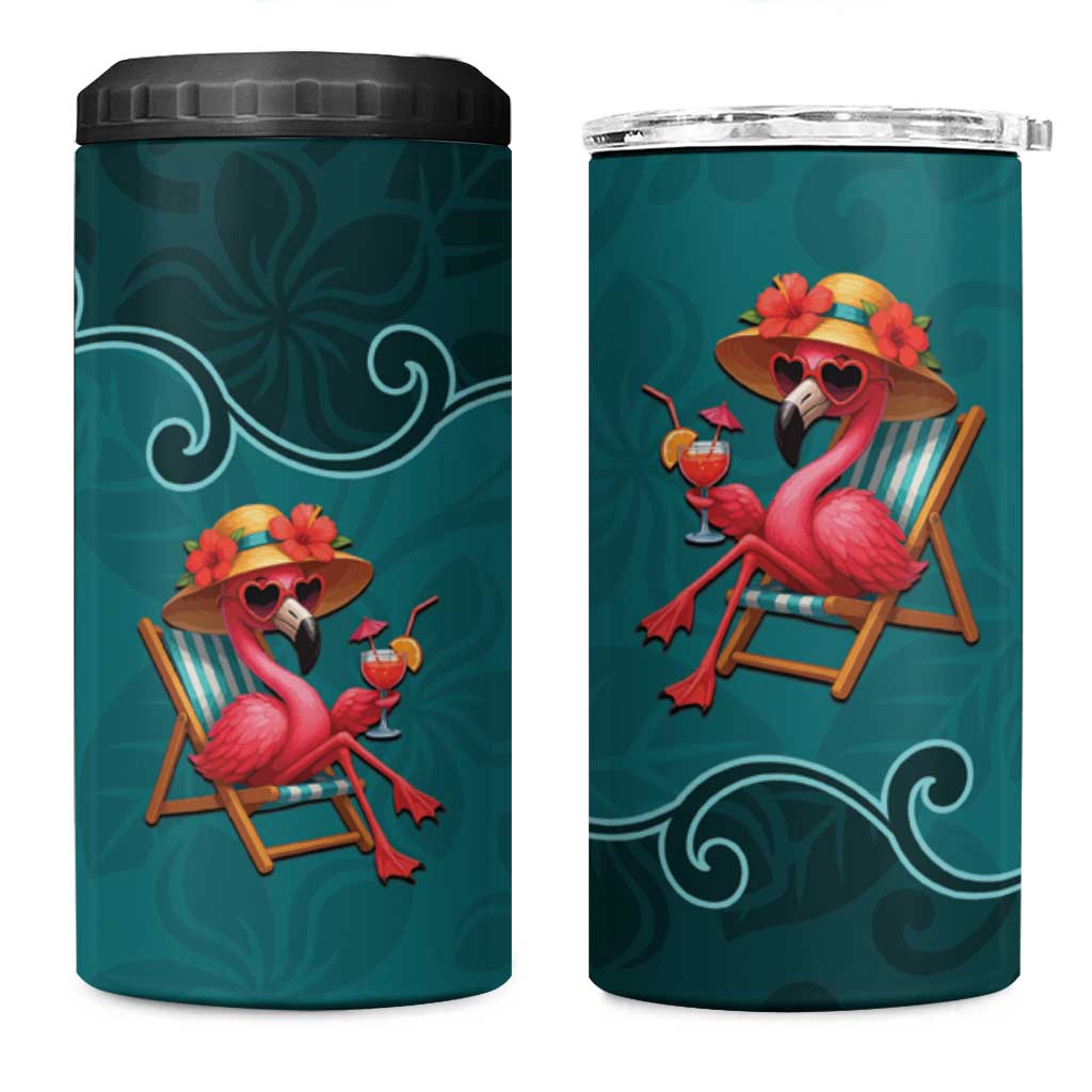Western Yoke 4 in 1 Can Cooler Tumbler Flamingo Relax Cowboy Style - Wonder Print Shop