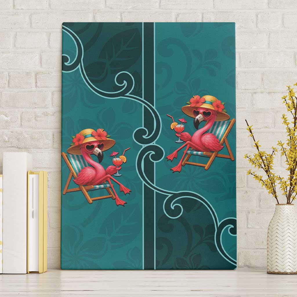 Western Yoke Canvas Wall Art Flamingo Relax Cowboy Style - Wonder Print Shop