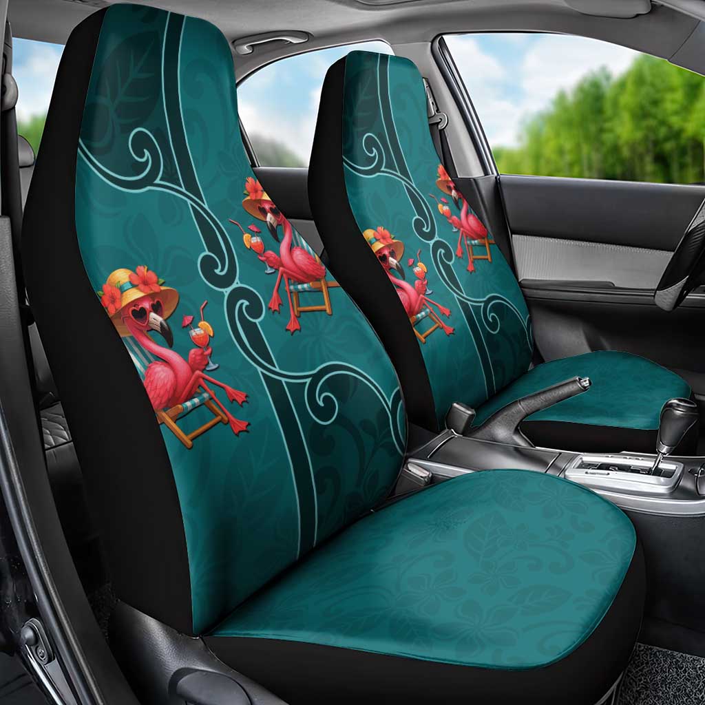 Western Yoke Car Seat Cover Flamingo Relax Cowboy Style - Wonder Print Shop