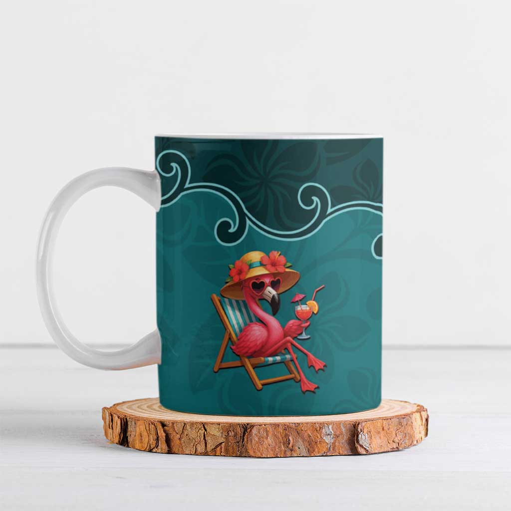 Western Yoke Ceramic Mug Flamingo Relax Cowboy Style - Wonder Print Shop