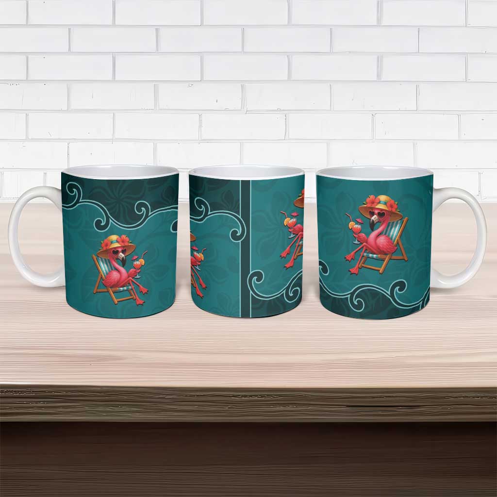 Western Yoke Ceramic Mug Flamingo Relax Cowboy Style - Wonder Print Shop