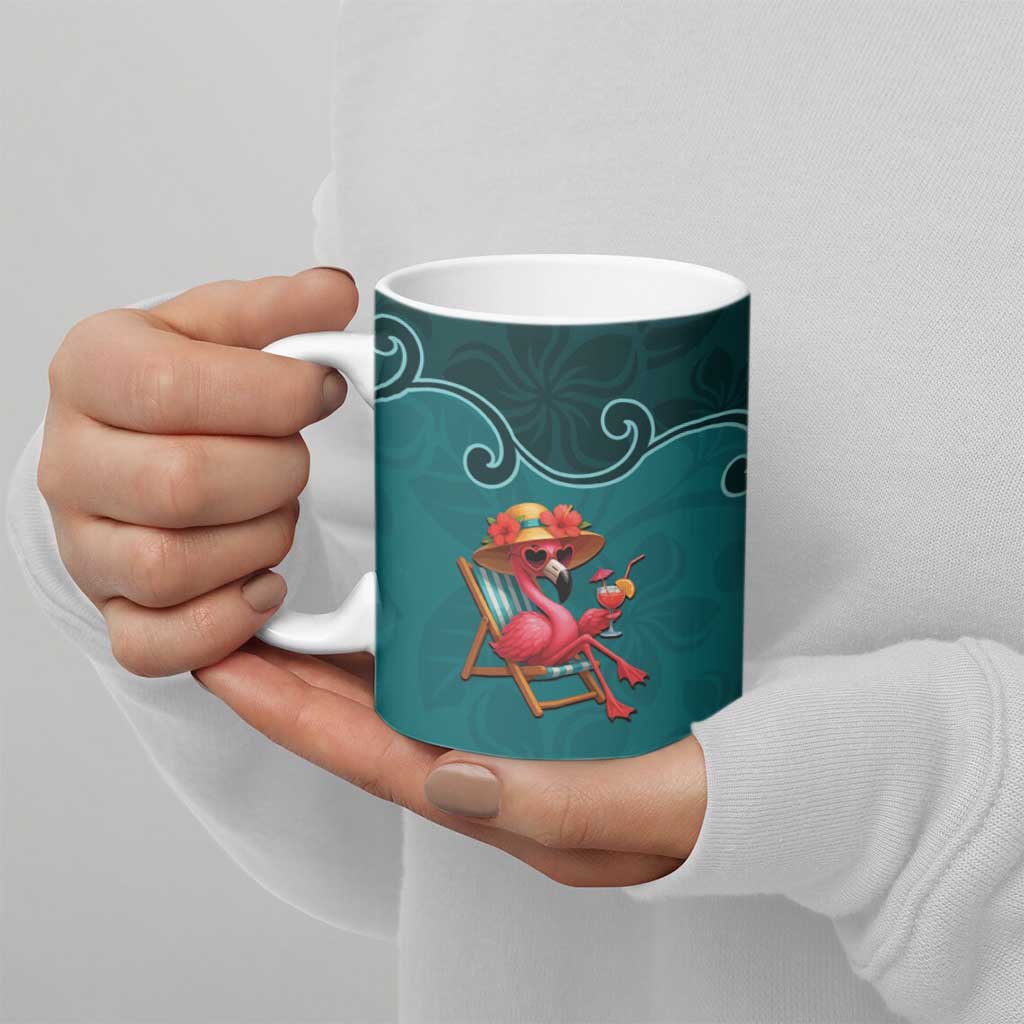 Western Yoke Ceramic Mug Flamingo Relax Cowboy Style - Wonder Print Shop