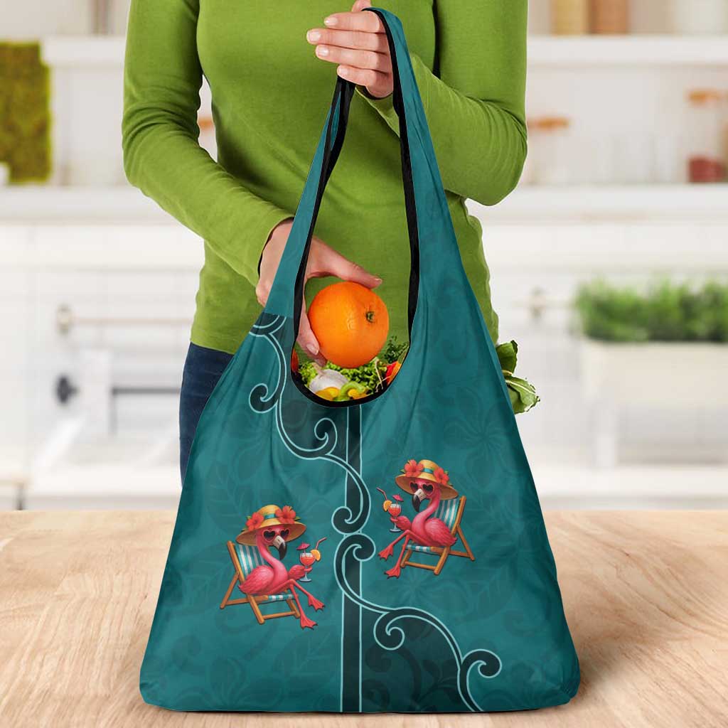 Western Yoke Grocery Bag Flamingo Relax Cowboy Style - Wonder Print Shop