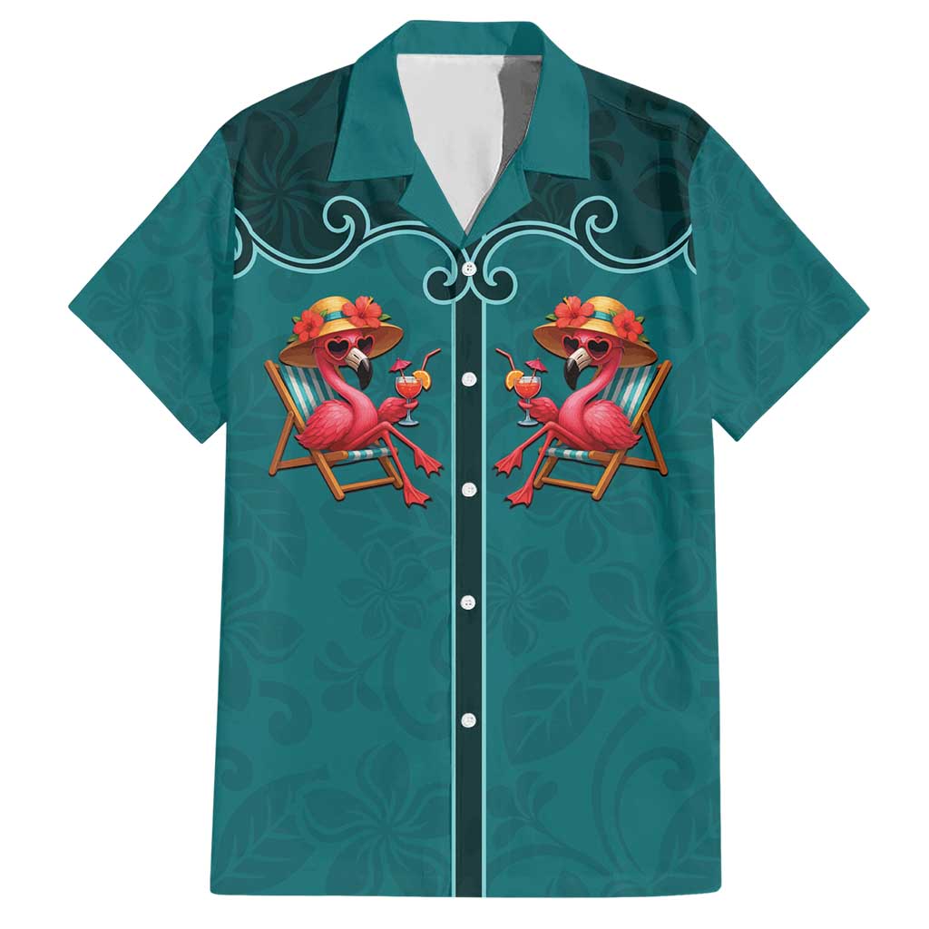 Western Yoke Hawaiian Shirt Flamingo Relax Cowboy Style - Wonder Print Shop