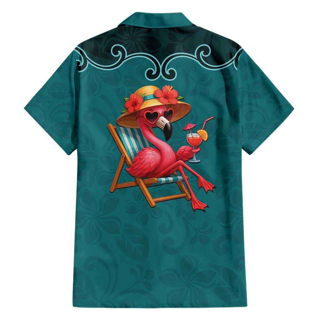 Western Yoke Hawaiian Shirt Flamingo Relax Cowboy Style - Wonder Print Shop