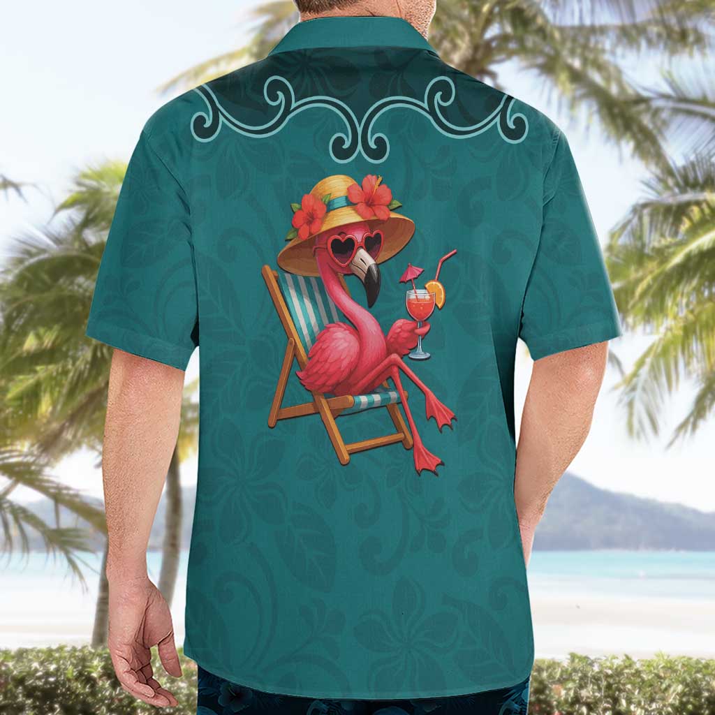 Western Yoke Hawaiian Shirt Flamingo Relax Cowboy Style - Wonder Print Shop