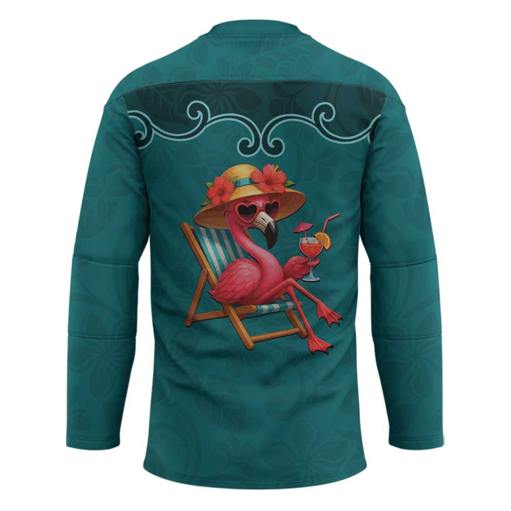 Western Yoke Hockey Jersey Flamingo Relax Cowboy Style - Wonder Print Shop