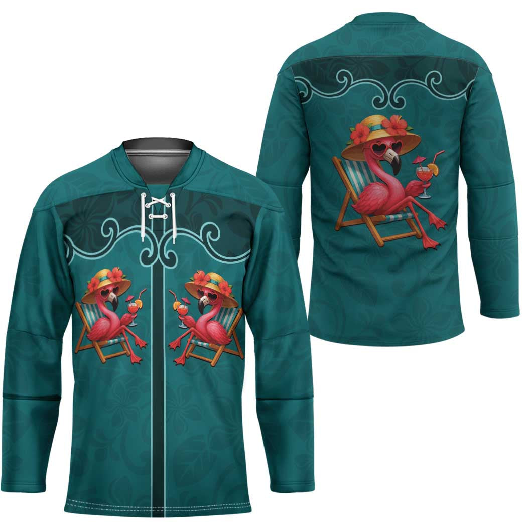 Western Yoke Hockey Jersey Flamingo Relax Cowboy Style - Wonder Print Shop