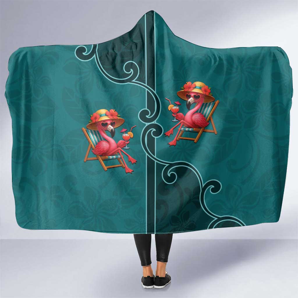Western Yoke Hooded Blanket Flamingo Relax Cowboy Style - Wonder Print Shop