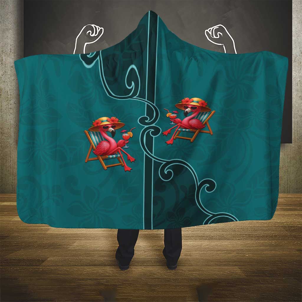 Western Yoke Hooded Blanket Flamingo Relax Cowboy Style - Wonder Print Shop