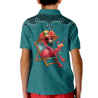 Western Yoke Kid Polo Shirt Flamingo Relax Cowboy Style - Wonder Print Shop