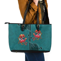 Western Yoke Leather Tote Bag Flamingo Relax Cowboy Style - Wonder Print Shop