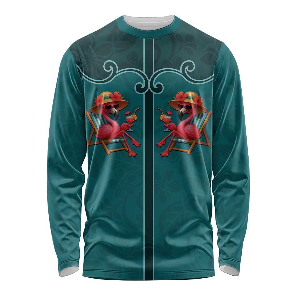 Western Yoke Long Sleeve Shirt Flamingo Relax Cowboy Style - Wonder Print Shop