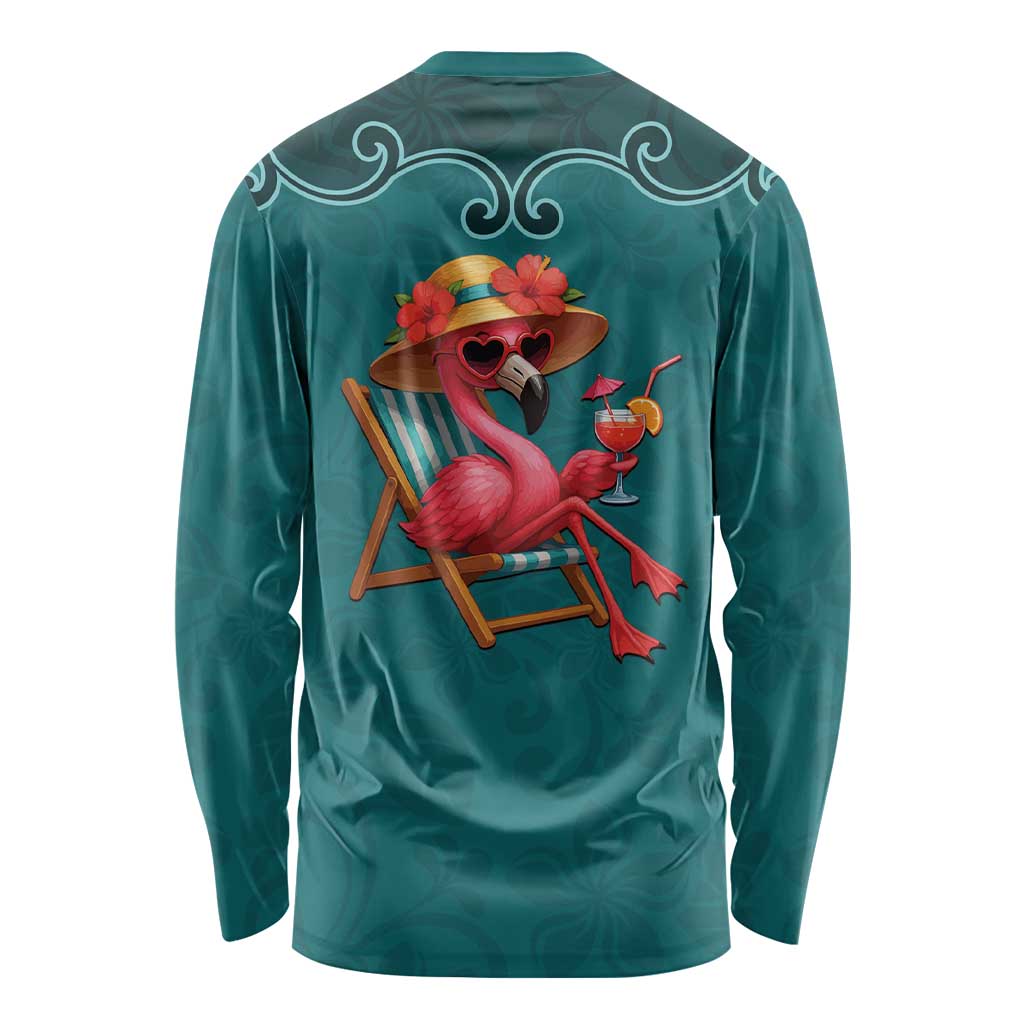 Western Yoke Long Sleeve Shirt Flamingo Relax Cowboy Style - Wonder Print Shop