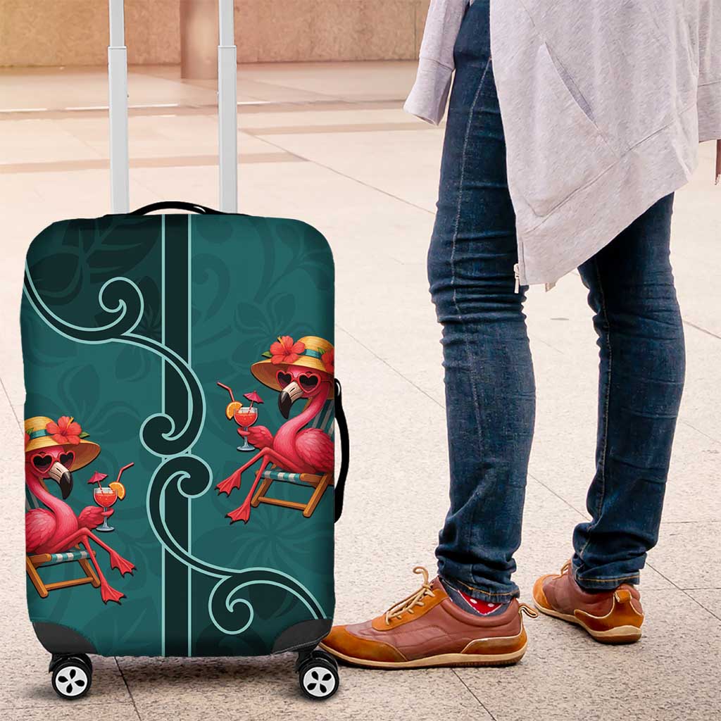 Western Yoke Luggage Cover Flamingo Relax Cowboy Style - Wonder Print Shop