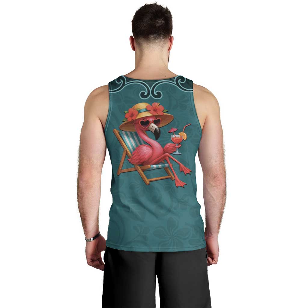 Western Yoke Men Tank Top Flamingo Relax Cowboy Style - Wonder Print Shop