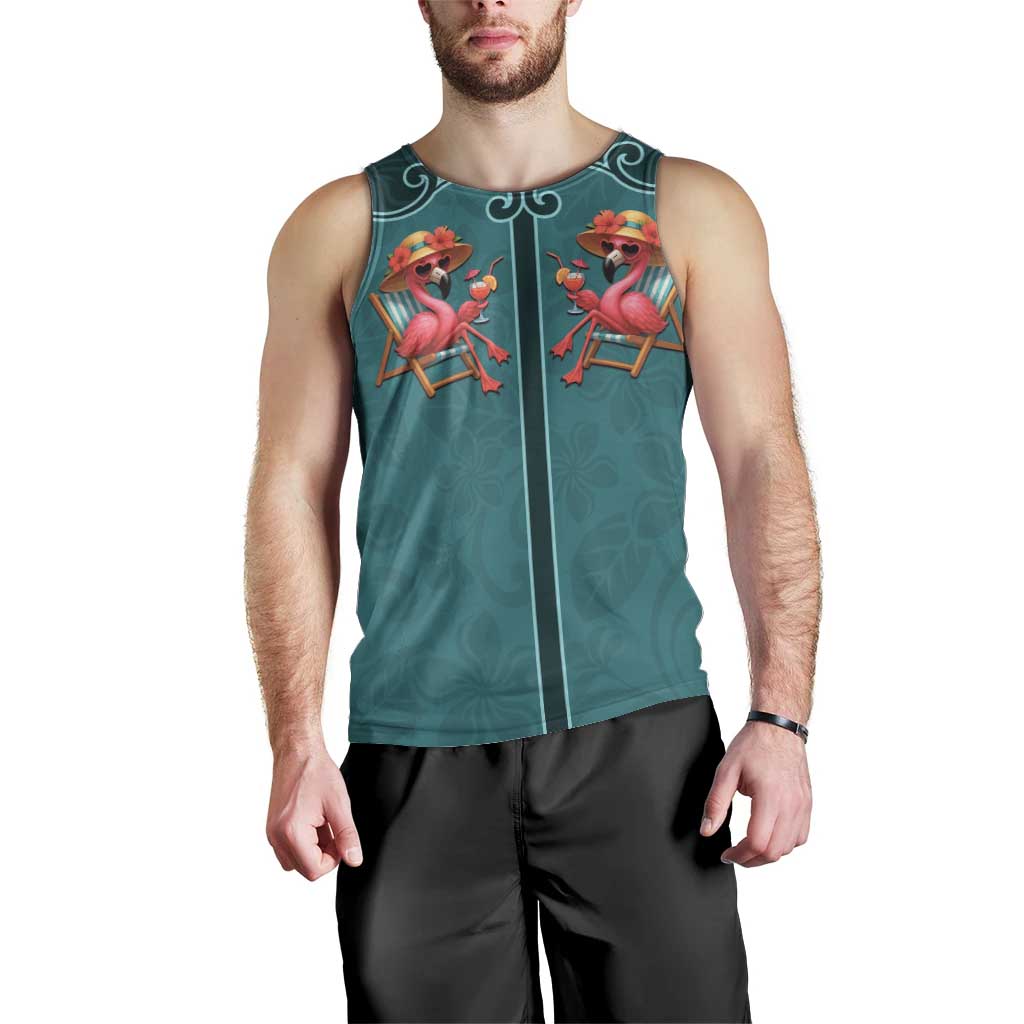 Western Yoke Men Tank Top Flamingo Relax Cowboy Style - Wonder Print Shop