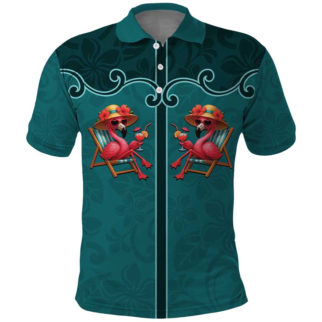 Western Yoke Polo Shirt Flamingo Relax Cowboy Style - Wonder Print Shop