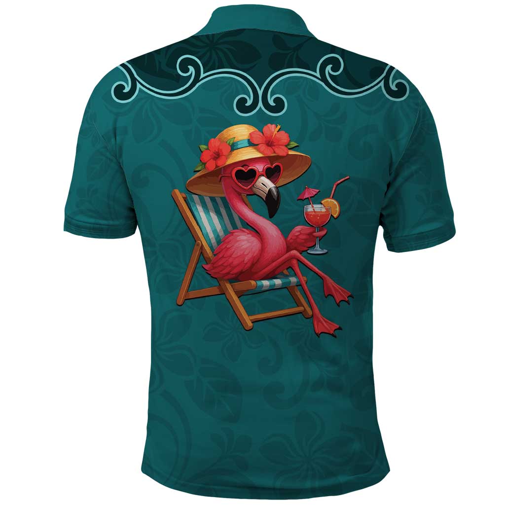 Western Yoke Polo Shirt Flamingo Relax Cowboy Style - Wonder Print Shop