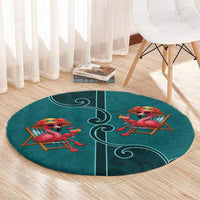 Western Yoke Round Carpet Flamingo Relax Cowboy Style - Wonder Print Shop