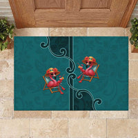 Western Yoke Rubber Doormat Flamingo Relax Cowboy Style - Wonder Print Shop