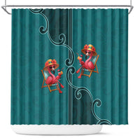 Western Yoke Shower Curtain Flamingo Relax Cowboy Style - Wonder Print Shop