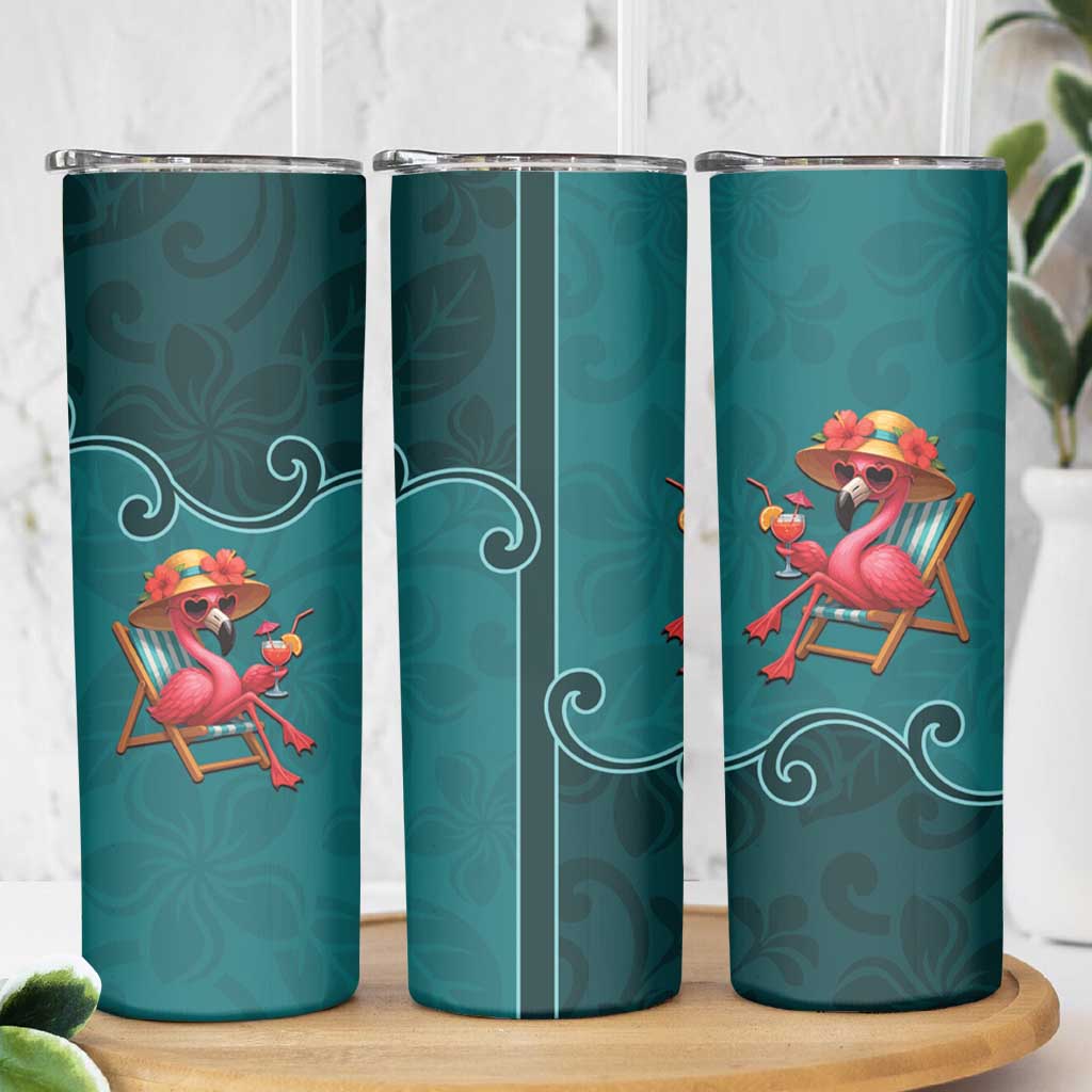 Western Yoke Skinny Tumbler Flamingo Relax Cowboy Style - Wonder Print Shop