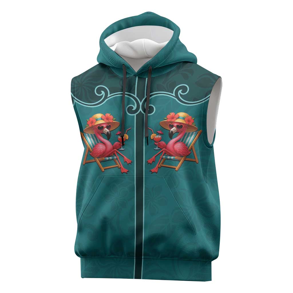 Western Yoke Sleeveless Hoodie Flamingo Relax Cowboy Style - Wonder Print Shop