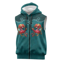 Western Yoke Sleeveless Hoodie Flamingo Relax Cowboy Style - Wonder Print Shop
