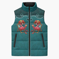 Western Yoke Sleeveless Puffer Jacket Flamingo Relax Cowboy Style - Wonder Print Shop