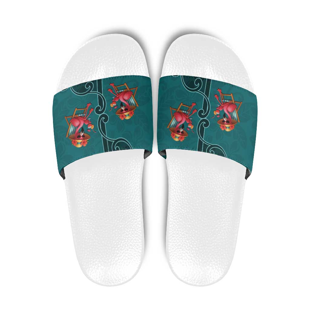 Western Yoke Slide Sandals Flamingo Relax Cowboy Style - Wonder Print Shop