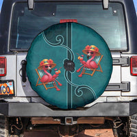 Western Yoke Spare Tire Cover Flamingo Relax Cowboy Style - Wonder Print Shop