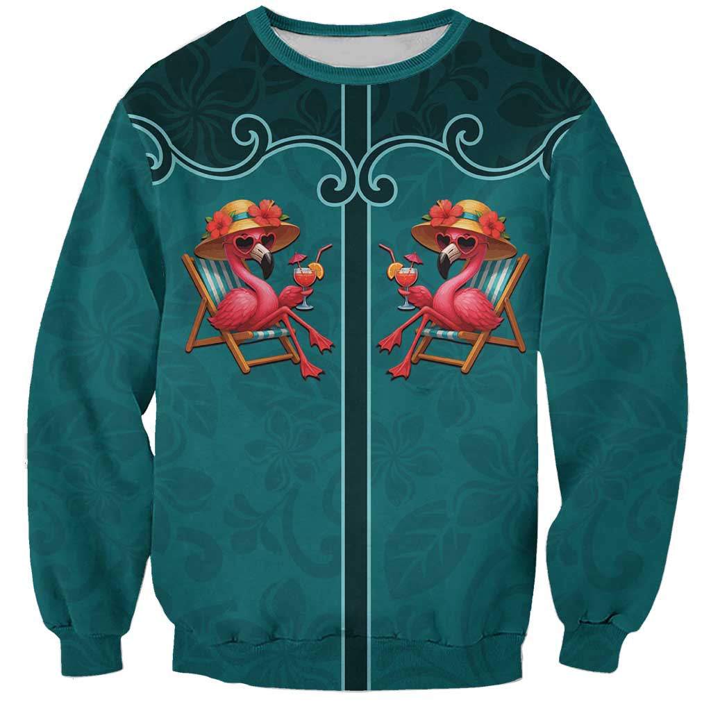 Western Yoke Sweatshirt Flamingo Relax Cowboy Style - Wonder Print Shop