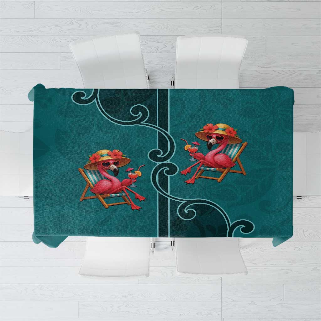 Western Yoke Tablecloth Flamingo Relax Cowboy Style - Wonder Print Shop