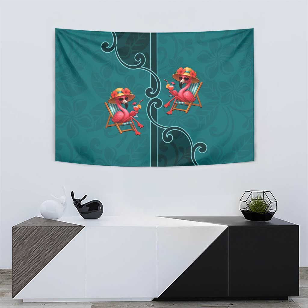 Western Yoke Tapestry Flamingo Relax Cowboy Style - Wonder Print Shop
