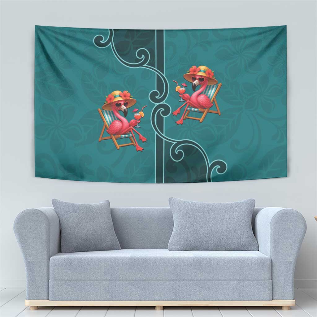 Western Yoke Tapestry Flamingo Relax Cowboy Style - Wonder Print Shop