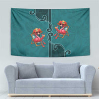 Western Yoke Tapestry Flamingo Relax Cowboy Style - Wonder Print Shop