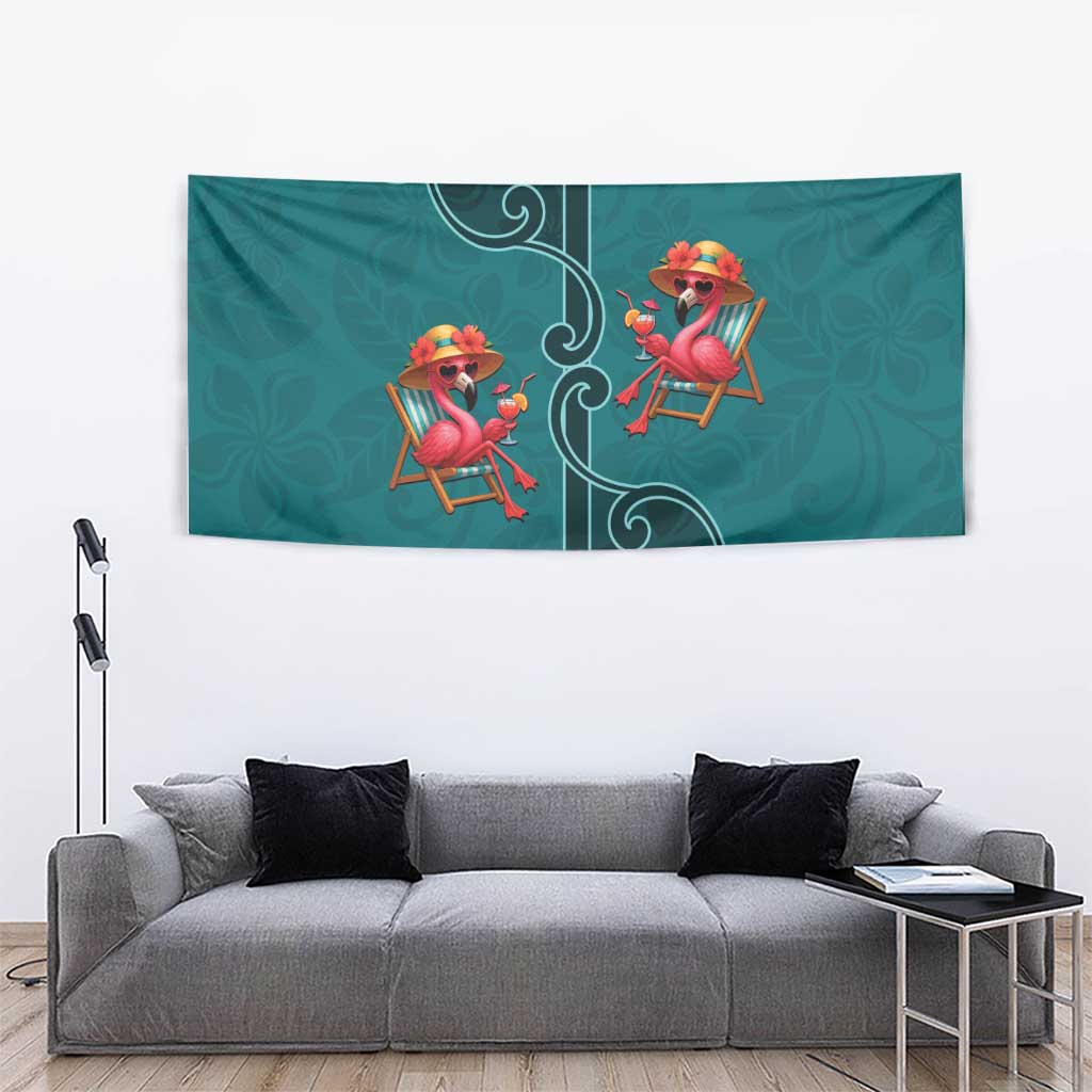 Western Yoke Tapestry Flamingo Relax Cowboy Style - Wonder Print Shop