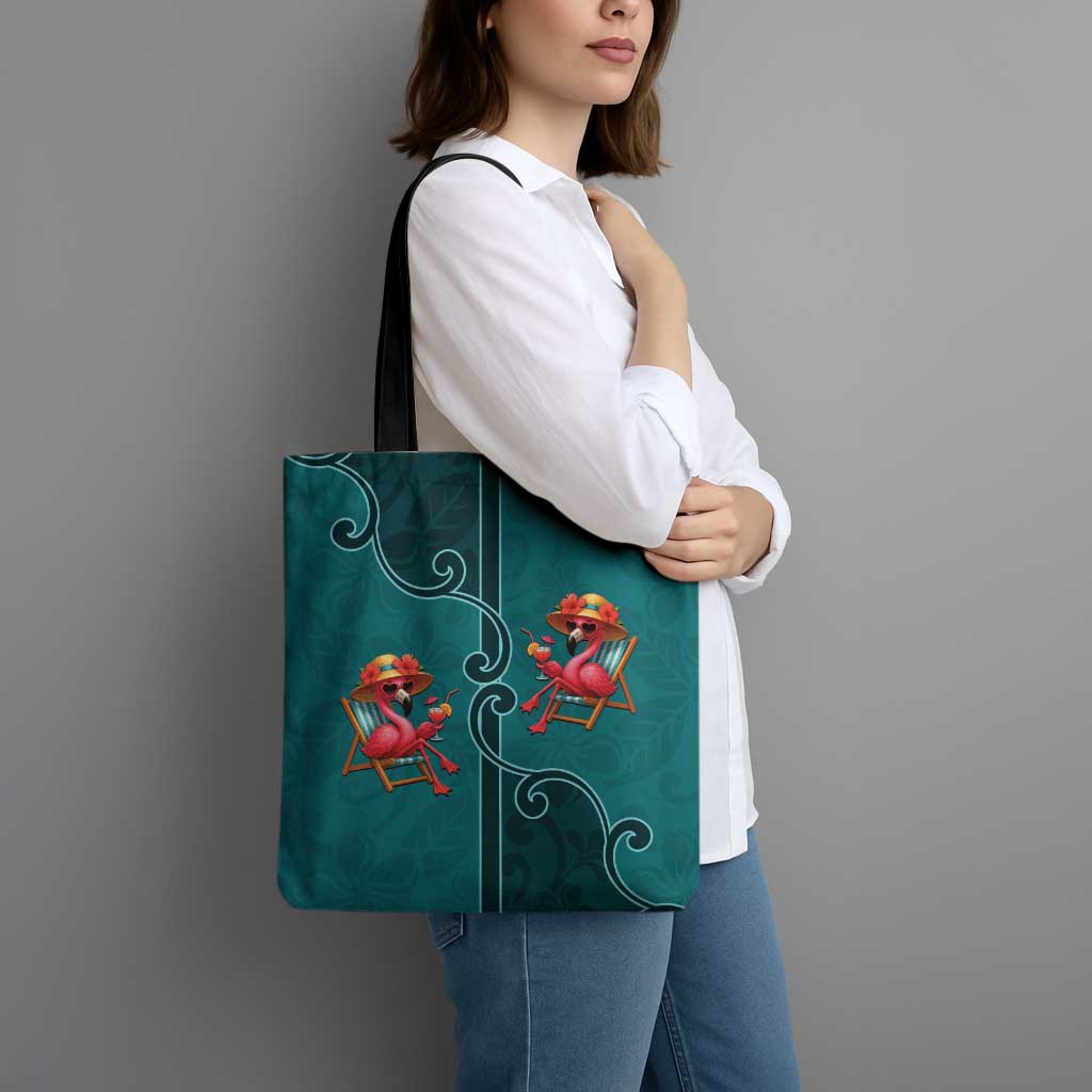 Western Yoke Tote Bag Flamingo Relax Cowboy Style - Wonder Print Shop