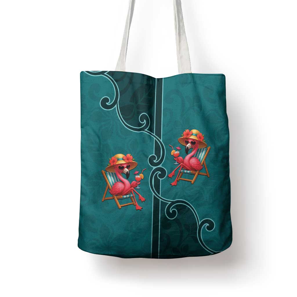 Western Yoke Tote Bag Flamingo Relax Cowboy Style - Wonder Print Shop