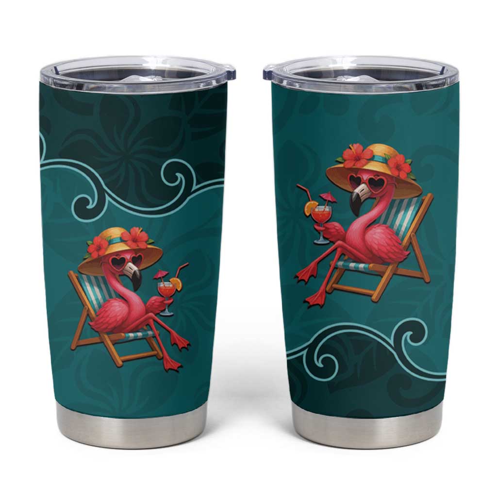 Western Yoke Tumbler Cup Flamingo Relax Cowboy Style - Wonder Print Shop