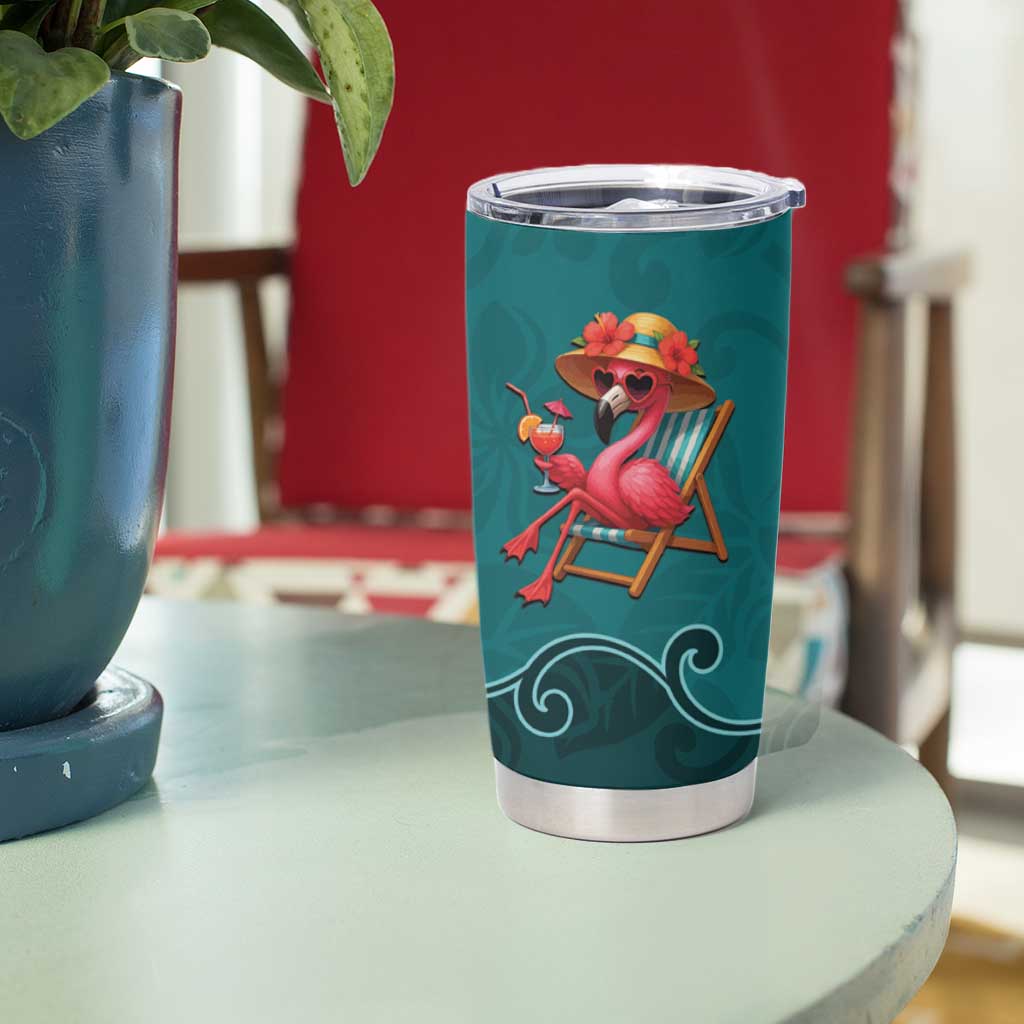 Western Yoke Tumbler Cup Flamingo Relax Cowboy Style - Wonder Print Shop