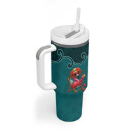 Western Yoke Tumbler With Handle Flamingo Relax Cowboy Style - Wonder Print Shop