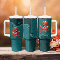 Western Yoke Tumbler With Handle Flamingo Relax Cowboy Style - Wonder Print Shop