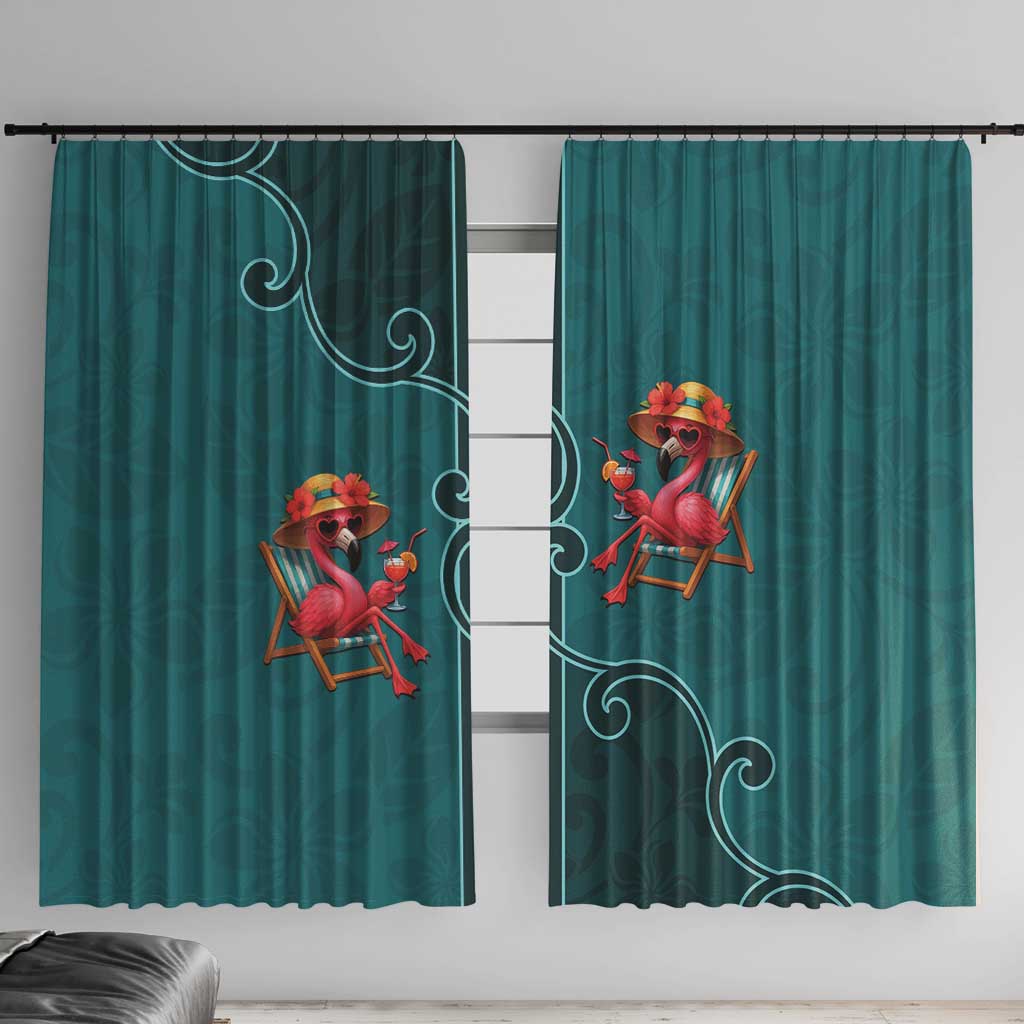 Western Yoke Window Curtain Flamingo Relax Cowboy Style - Wonder Print Shop