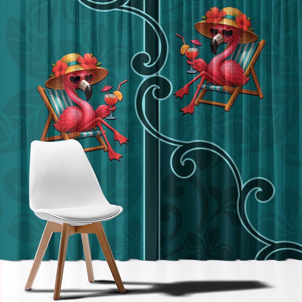 Western Yoke Window Curtain Flamingo Relax Cowboy Style - Wonder Print Shop