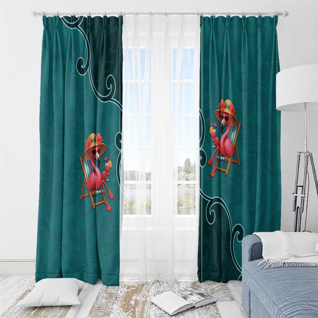 Western Yoke Window Curtain Flamingo Relax Cowboy Style - Wonder Print Shop